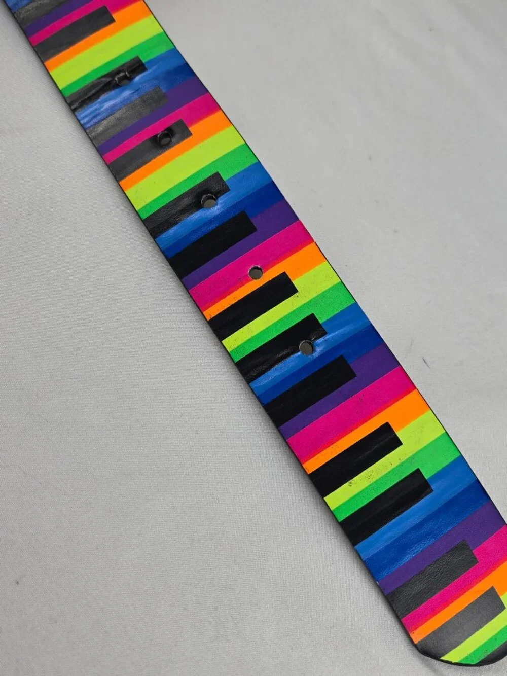 Colorful Rainbow Piano Key Leather Belt Silver Hardware Unisex NWOT Casual Pride